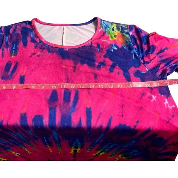 Vibrant Pink Tie-Dye Short Sleeve Dress - Picture 8 of 10